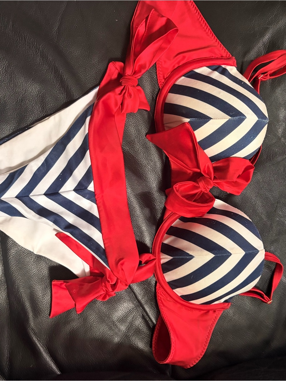 Beach Bunny Red & Navy Striped Bikini Set